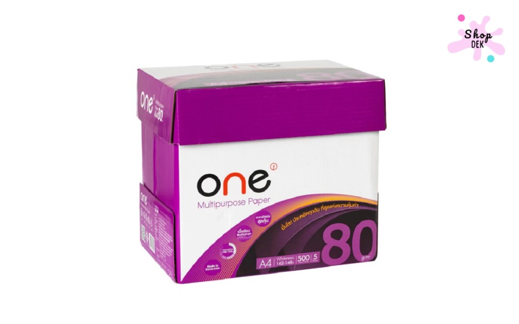 ONE กระดาษถ่ายเอกสาร A4 80 แกรม 500 แผ่น (แพ็ค 5 รีม)