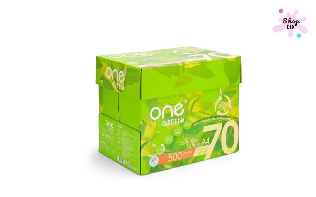 ONE GREEN กระดาษถ่ายเอกสาร 70 แกรม สีขาว ขนาด A4 (แพ็ค 5 รีม)
