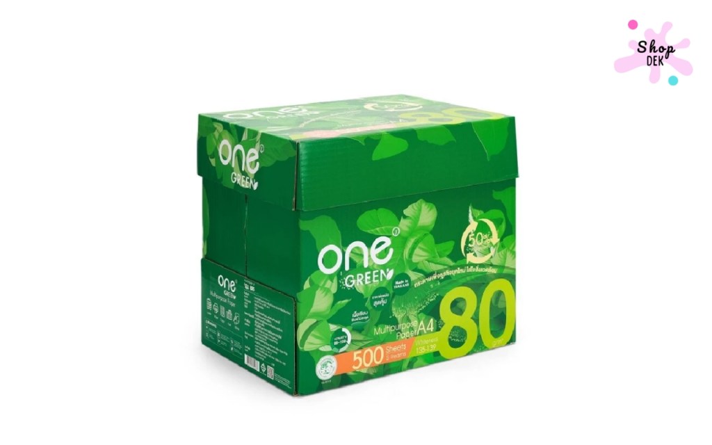 ONE GREEN กระดาษถ่ายเอกสาร 80 แกรม สีขาว ขนาด A4 (แพ็ค 5 รีม)