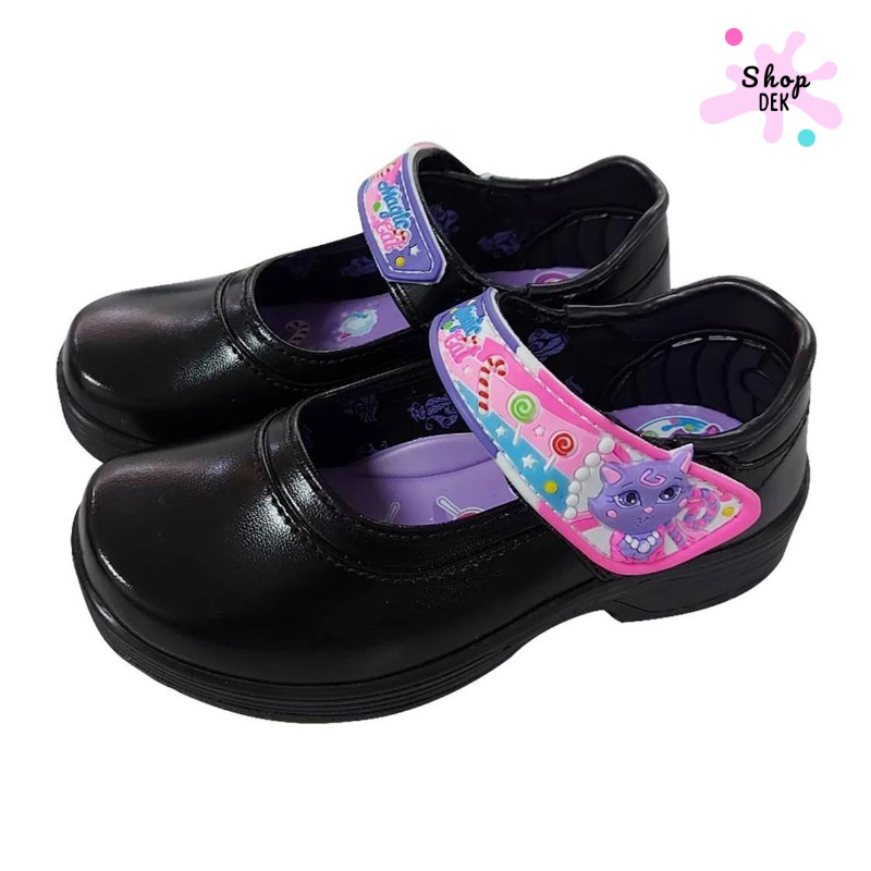 รองเท้านักเรียนหญิง อนุบาล ยี่ห้อ Catcha (แคทช่า) – รุ่นอนุบาล ลายน้องแมวแสนสวย