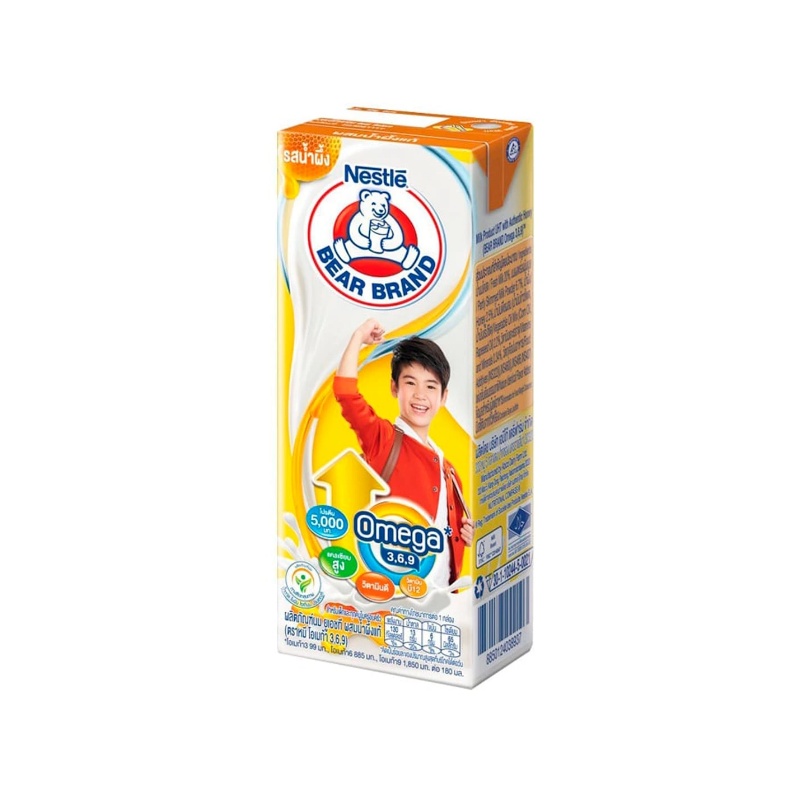 นมตราหมี โอเมก้า นมยูเอชที รสน้ำผึ้ง 180 มล.